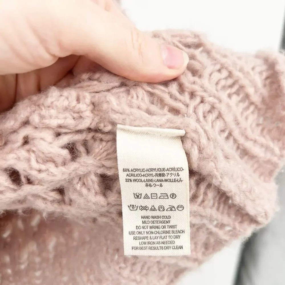 Free People Womens Crashing Waves Wool Blend Knit Oversized Pullover‎ Sweater XS